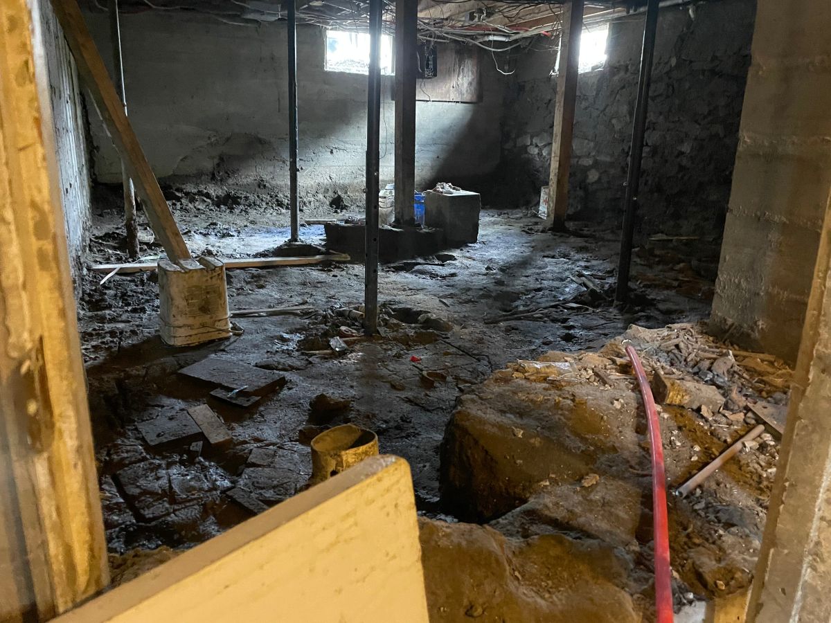 The inside of a basement that is being remodeled.