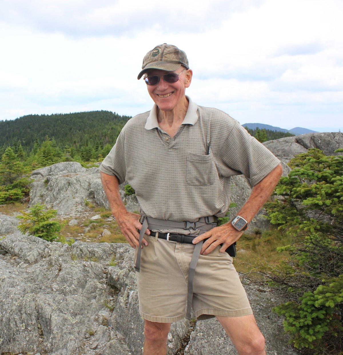 Man in shorts on mountain