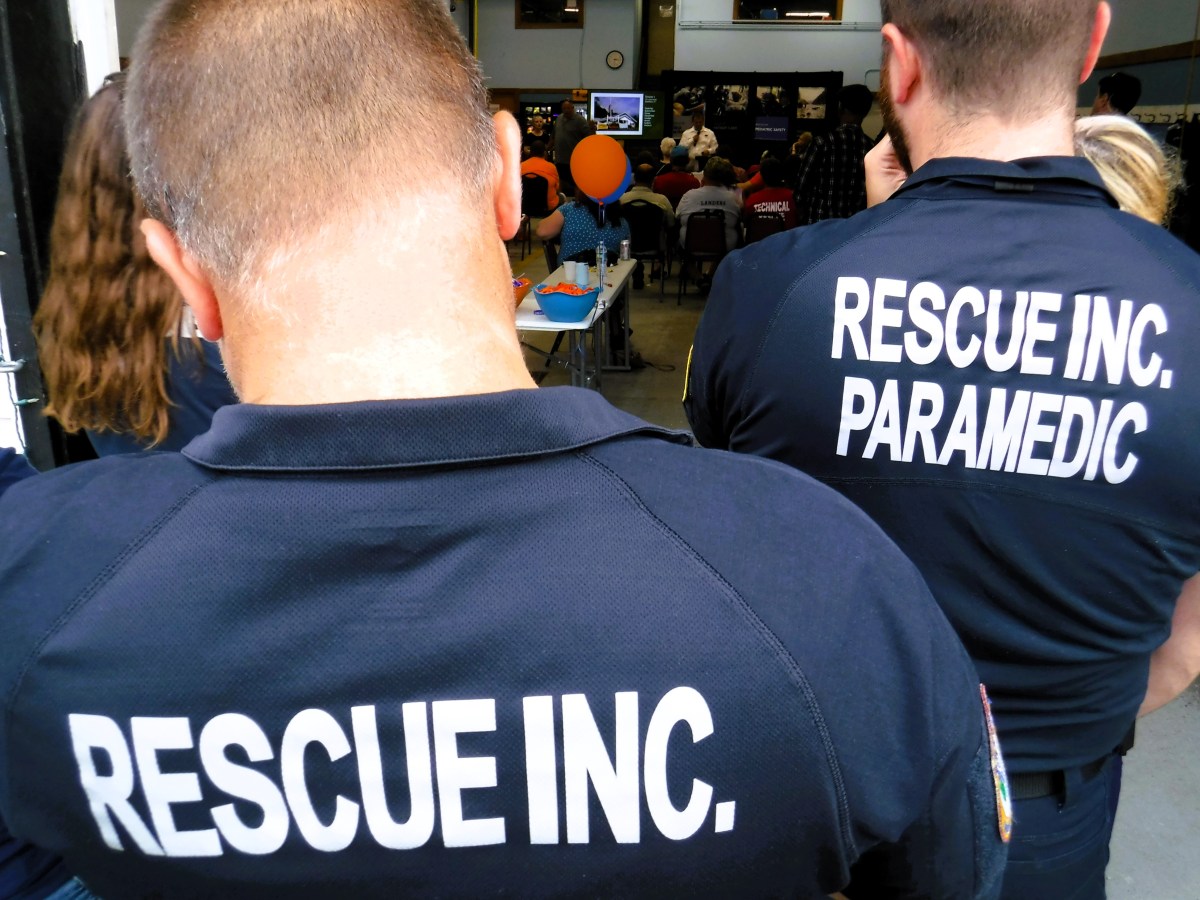 Rescue inc paramedics at an event.