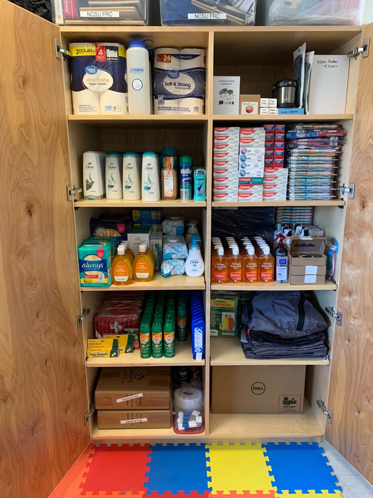 A closet with various supplies.