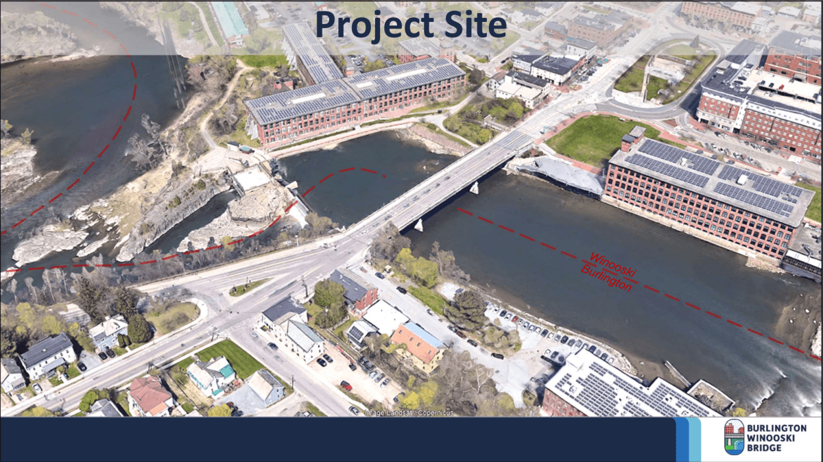 An aerial view of a project site.