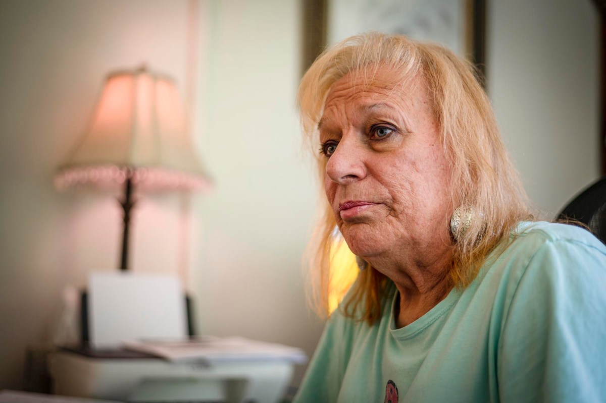 An older woman sitting in front of a computer.