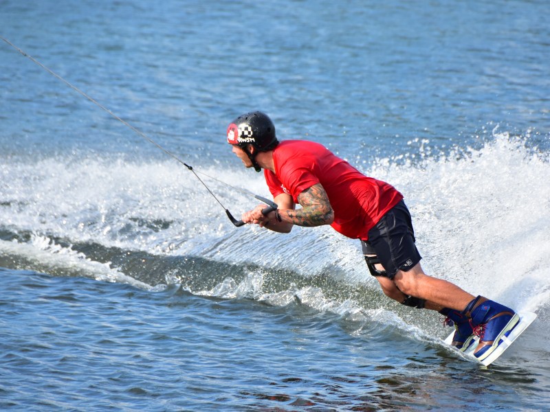 A man doing water sports.