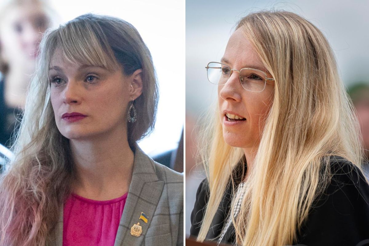 Two women with are side by side in the image.
