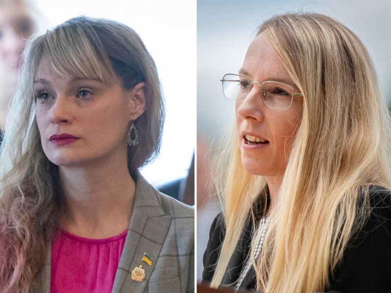 Two women with are side by side in the image.