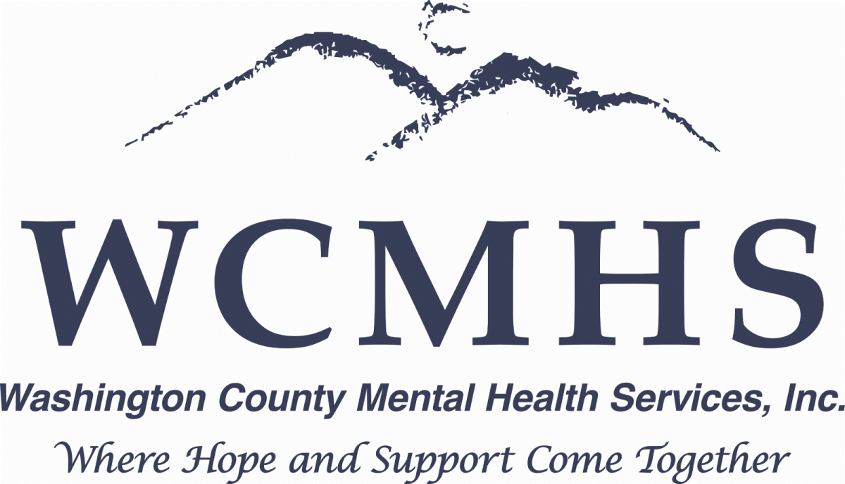 Logo of Washington County Mental Health Services, Inc. with mountain outline and slogan, "Where Hope and Support Come Together.