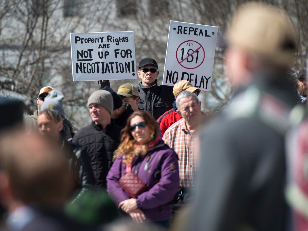 Hundreds protest Act 181 on Statehouse steps as new land-use rules come into focus